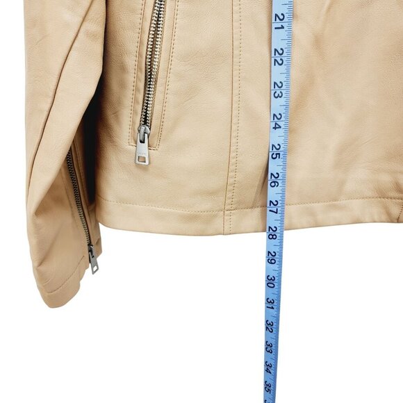 Levi's Women's Faux Leather Biker Jacket Size 2X Tan With Zipper Pockets New - Picture 11 of 13